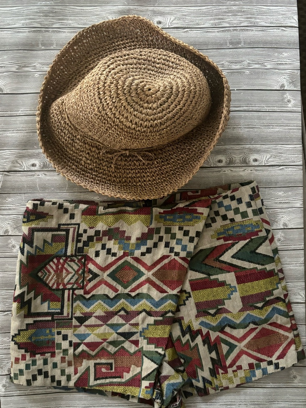 Timing Multicolor Boho Woven Shorts with Cream Base